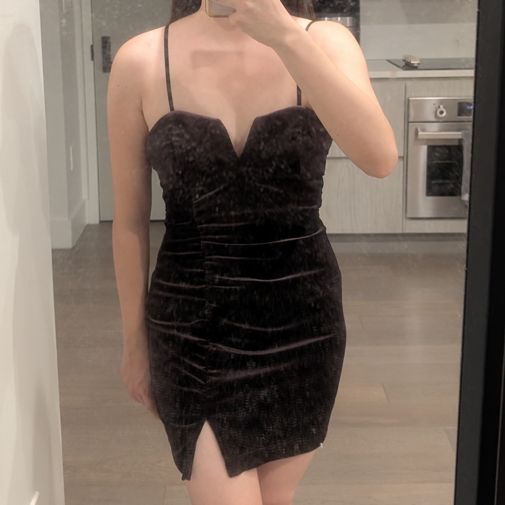 Emerald Sundae Black Velvet Mini Dress
